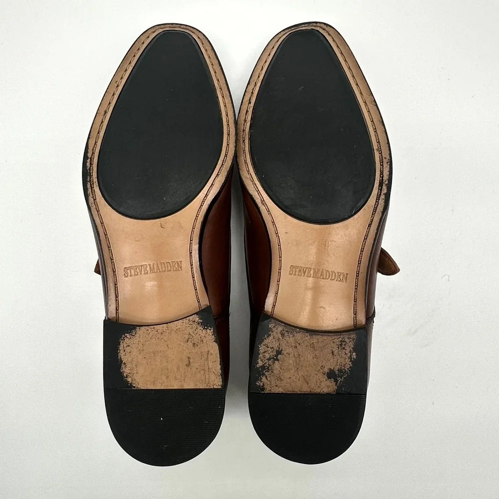 Steve Madden COVET Men's Cognac Leather Monk Strap Shoes 9.5